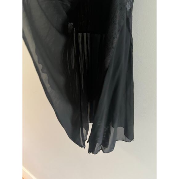 Hazel Anthropologie 100% Silk Midi Skirt w Lace Asymmetrical Hem Split Medium JL - Picture 6 of 9